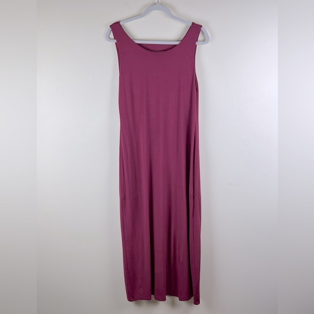 Eileen Fisher | Minimalist Lagenlook Sleeveless Tank Maxi Dress Cranberry | SP